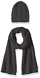 Amazon Essentials Cable Knit Hat and Scarf Set cold-weather-accessory-sets, Gris oscuro Heather, One Size