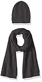 Amazon Essentials Cable Knit Hat and Scarf Set cold-weather-accessory-sets, Gris oscuro Heather, One Size