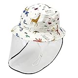 Happy Cherry - Bebé Sombrero de Sol con Visera Facial Desmontable Verano Infantil Gorro de Pescador de Protección con Tapa Protección Completa para Anti-Saliva Anti-UV Niño Niña Bucket Hat - 4-6 Años