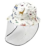 Happy Cherry - Bebé Sombrero de Sol con Visera Facial Desmontable Verano Infantil Gorro de Pescador de Protección con Tapa Protección Completa para Anti-Saliva Anti-UV Niño Niña Bucket Hat - 4-6 Años