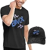 piuwefds Camiseta de Hombre y Gorras BMX Men's Cotton T-Shirt with Round Collar with Adjustable Baseball Cap