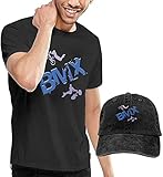 piuwefds Camiseta de Hombre y Gorras BMX Men's Cotton T-Shirt with Round Collar with Adjustable Baseball Cap