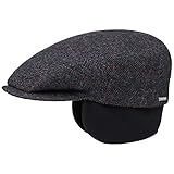 Stetson Gorra Plana con Orejeras Kent, Hombre - Gorra chata con Orejeras - Gorra con diseño en Espiga - otoño/Invierno - Gorra con Visera Antracita 63 cm