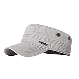 CACUSS Gorra Militar 100% Algodón Robusta, Gorra Plana, Ajustable,Army Sun Gorra de Senderismo, Unisex Gorra de Béisbol, Gris Ligero