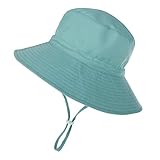 LACOFIA Sombrero de Sol para bebé niña Ajustable Gorro Verano de Pescador para niñas ala Ancha para Exteriores/natación/Playa/Piscina Verde 3-7 años