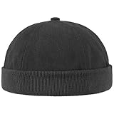 Gorro Docker de Algodón de Hombre | Gorros de algodón 100%| Docker de Talla única (54-61 cm) | con Cierre | Gorros portuarios de Negro| para Llevar Durante Todo el año