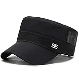 Nuevo Verano 95 Gorras Militares Hombres Mujeres Malla Transpirable Top Caps Casual Cadet Gorra del ejército Viaje al Aire Libre Ajustable-Negro