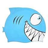 Vosarea Gorro de baño para niños Gorro de baño para bebés de tiburón y pequeños Peces de Silicona (tiburón, Azul Cielo)