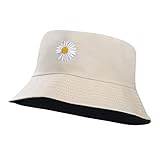 MaoXinTek Sombrero del Pescador Reversible Algodón Plegable Margaritas Bucket Hat Al Aire Libre Visera para Senderismo Camping y Playa 56-58 cm