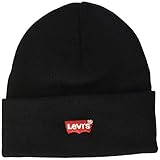 Levi's Red Batwing Embroidered Slouchy Beanie Gorro de punto, Negro (R Black 59), Talla única (Talla del fabricante: UN) para Hombre