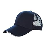 YXLM Malla De Primavera Y Verano Malla Gorra De Béisbol De Protección Sol Al Aire Libre Viajes De Visera De Viaje Personalizado Impresiones Sombreros (Color : Navy Blue White)