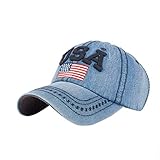 HX fashion Sombrero Plano Bordado Bordado De Béisbol De Moda De Tamaños Cómodos Estados Unidos Denim Rhinestone Gorra De Béisbol Ropa (Color : Navy, Size : One Size)