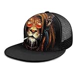 Gorra de béisbol Rasta Music Lion con auriculares, gorra de béisbol unisex, gorra plana de estilo hip-hop, color negro