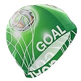 Tcerlcir Gorro Natación Balón de fútbol Verde Gorro de Piscina para Hombre y Mujer Hecho de Silicona Ideal para Pelo Largo y Corto