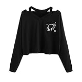 Mujer Casual Sudaderas Rayas Arcoiris Cortas Adolescentes Chicas Manga Larga Tumblr Patchwork Sudadera con Cuello Redondo Casual Tops Blusas Camiseta riou