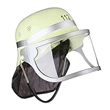 Relaxdays Casco Bombero Niño, Ajustable, Visera Plegable, PP-PVC-Poliéster, 1 Ud, 24,5 x 22,5 x 28 cm, Amarillo, color (10021335)