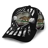 Inaayayi Gorra de béisbol con diseño de la Bandera de California Historic Bear Pull Apart Trucker Sombrero Plaid Gorras de béisbol para Hombres y Mujeres con Tirantes Ajustables Negro