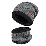 Aisprts Gorro Invierno con Bufanda, Calentar Sombreros Gorras Beanie de Punto para Hombre Mujer