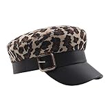 XIEWEICHAO Sombrero Plano Gorro de Boina Otoño Invierno Damas de algodón Leopardo de los Hombres Sombrero Azul Marino Gorro de Moda Salvaje (Color : Caqui, tamaño : 56-58CM)