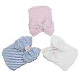 DRESHOW 3 Pcs Gorro Bebé Sombrero de Punto Niño Niña Sombrero Sombrero Grande Arco Suave Lindo Nudo Beanie de Vivero