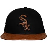 New Era Chicago White Sox 9Fifty FR Leather Visor – Gorra plana para hombre, color negro y marrón Negro Small-Medium