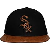 New Era Chicago White Sox 9Fifty FR Leather Visor – Gorra plana para hombre, color negro y marrón Negro Small-Medium