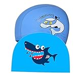 Lazzon Gorro de Natación Gorro de Baño para Niños Impermeable Sombrero con Recubrimiento de PU Patrón de Dibujos Animados para el Cuidado del Cabello y de la Protección Auditiva