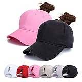 Beisbol Gorra para Mujer - Cola de Caballo Gorras de, Ajustable Algodón Sombrero eportes Clásica de Sol Hat Verano Cap Gorra de béisbol Camionero (Rosa)