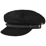 Stetson Gorra Marinera de Lino Riders Mujer/Hombre - Made in Italy algodón Gorro Marinero con Visera Cerrado por atrás, Primavera/Verano - S (54-55 cm) Negro