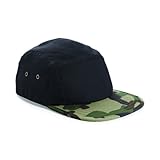 Beechfield - Gorra Plana Camuflaje 5 Paneles - Verano/Playa (Talla Única) (Negro/Camuflaje Jungla)