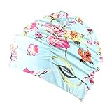 Ganquer Moda Mujer Plisado Piscina Estampado Flores Adulto Baño Cabello Largo Gorro de Natación - Mariposa