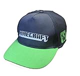 MINECRAFT Gorra original con visera, correa ajustable, color negro Verde Talla única