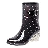 YWLINK Botas De Lluvia Mujer Hunter Zapatos CuñA Botas De Lluvia Hebilla con Cremallera Lateral Transparentes Zapatos De Goma Moda Casual Antideslizante Botas De Nieve PVC TamañO Grande(Rosado,36EU)