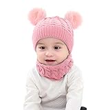 Borlai - Juego de gorro de punto para bebé y braga para el cuello, para invierno, cálido, de 1 a 6 años Rosa rosa