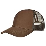 Tuopuda Gorra de Béisbol Mujer Gorra de Béisbol de Cola de Caballo Ajustable Half Mesh Gorras de Deportes (café)