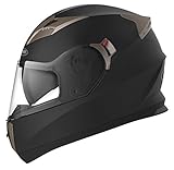 Casco Moto Integral ECE Homologado - YEMA YM-829 Casco de Moto Scooter para Mujer Hombre Adultos con Doble Visera -Negro Mate- XL