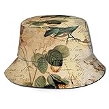 Victorian Rose Bird Paris Sombrero de Pescador botánico francés Sombreros de Copa Transpirables de Tapa Plana Sombrero de Sol de Moda Unisex Verano