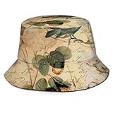 Victorian Rose Bird Paris Sombrero de Pescador botánico francés Sombreros de Copa Transpirables de Tapa Plana Sombrero de Sol de Moda Unisex Verano