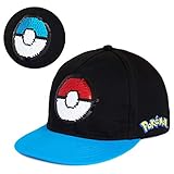 Pokemon Gorra Niño, Gorra Negra Con Diseño de Pokeball y Lentejuelas Reversibles Talla Unica, Merchandising Oficial Regalos Para Niños y Adolescentes