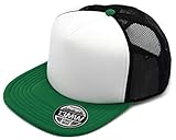 Gorra Plana Estilo 90s | Visera y Frontal Acolchados | Estilo Casual-Skater-Hip Hop (Verde-Negro-Blanco)