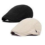 Decstore Paquete de 2 Hombres Beret de Algodón Plano Tapa Ivy Cabbie Newsboy Hat Otoño Verano Sombrero