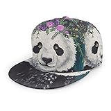 Inaayayi - Gorra de béisbol con diseño de Flores y Panda para Pintar, Gorra de béisbol Plana para Hombres y Mujeres, con Tirantes Ajustables en Color Negro