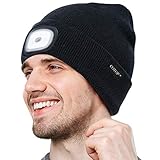 COTOP Gorro de Punto Invierno con 4 LED, Regalos Originales para Hombres Mujeres Familiares y Amigos, Recargable con 3 Niveles de Brillo para Senderismo Nocturno Correr Caminar Andar en Bicicleta