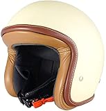 Casco jet de moto en Custom Fiber Baruffaldi ZAR 2.0 Vintage Cream Edge Leather y carcasa pintada. Visera anti-arañazos Made in Italy - Annapurna Cuoio gratis gafas de moto