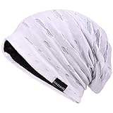 Hombre Jersey Slouch Gorro Verano Skullcap (S-Blanco, Thin Cool)