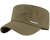 heekpek Gorras Planas Negra Gorra en Estilo Militar de Tela de Algodón Robusta Ajustable Unisex Armycap Hombre Invierno Verano Solar Gorra de Béisbol (Verde Militar)