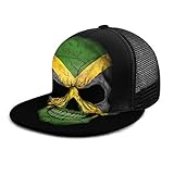 Gorra de béisbol de la bandera de Jamaica calavera Jamaica cabeza malla camionero sombrero cuadros planos gorras de béisbol para hombres mujeres ajustable Strapback negro