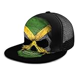 Gorra de béisbol de la bandera de Jamaica calavera Jamaica cabeza malla camionero sombrero cuadros planos gorras de béisbol para hombres mujeres ajustable Strapback negro