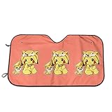 DNBCJJ Parasol para parabrisas de coche Pikachu y Shiba Inu Sun Heat Shield Shade Protector de visera de rayos UV, mantiene el vehículo fresco