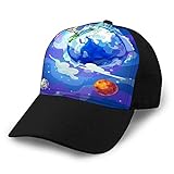 LJKHas232 589 Sombrero Ajustable Gorra de béisbol con Fondo Plano Planeta Tierra de Dibujos Animados en el Espacio Plantilla Impresión Sombrero de Vaquero